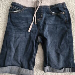 Justice Blue Denim Shorts with Gray Waistband